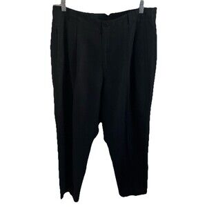 Liz Claiborne Dress Pants 16 Black Linen Cotton Minimalist Career Office